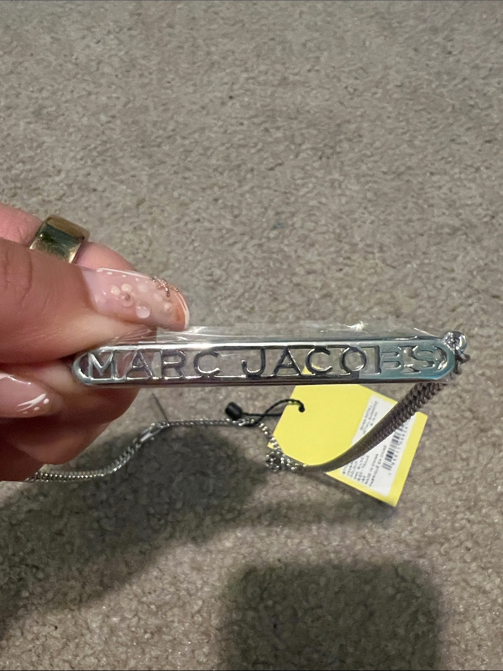 Marc Jacobs Silver-tone Cutout Logo Bar Necklace